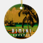 ビミニバハマビンテージトラベルサミナートパームツリーズ セラミックオーナメント (正面)