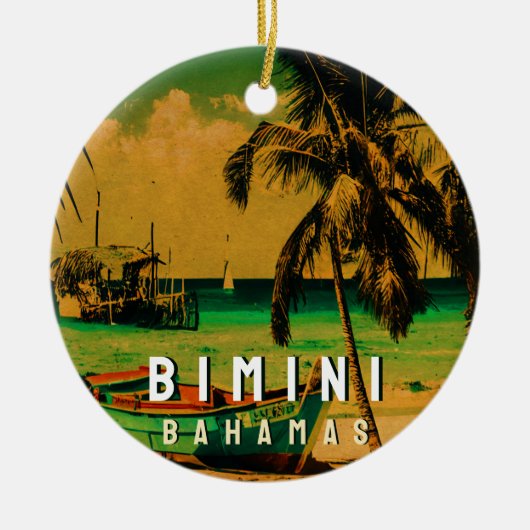 ビミニバハマビンテージトラベルサミナートパームツリーズ セラミックオーナメント (正面)