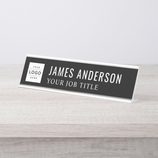 ビモダンジネスロパーソナライズされたゴ（白黒） デスクネームプレート (正面)
