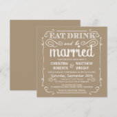 ビャクダンタンは飲み物をです結婚したな結婚式の招待食べます 招待状 (正面/裏面)