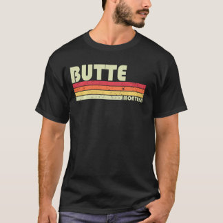 ビュッテマウントモンタナシおもしろいティホームルーツギフトレトロ Tシャツ