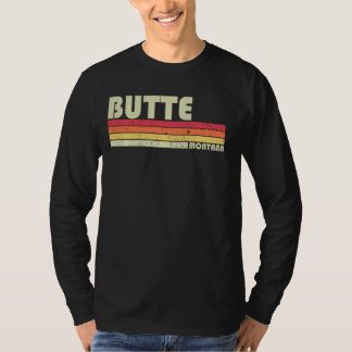 ビュッテマウントモンタナシおもしろいティホームルーツギフトレトロ Tシャツ