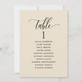 ビュッテリーベージュ、ゲスト名を付けたシーティングプランカード (正面)