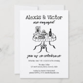 ビュッフェお洒落ディナーカスタム婚約パーティ 招待状 (正面)