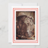 ビュッフェディナーテーブルハンドドローかわいいカスタム写真 セーブザデート (裏面)