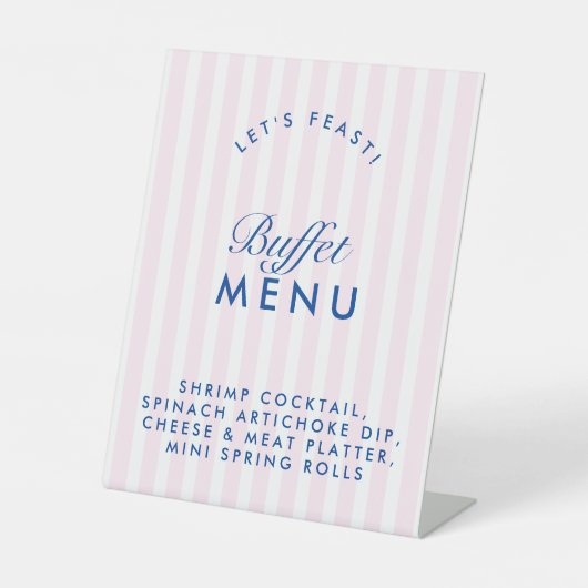 ビュッフェメニュー ヴィンテージ ピンク & ネイビーブルー バチェロレッテ 台座サイン (正面)