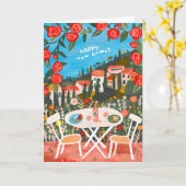 ビューでランチ新しいホームおめでとうグーアアート カード (黄色い花)