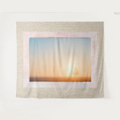 ビューを使用したナチュラルリネンテクスチャウィンドウ タペストリー (正面(横))