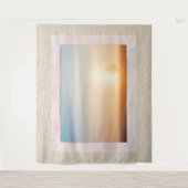 ビューを使用したナチュラルリネンテクスチャウィンドウ タペストリー (正面)