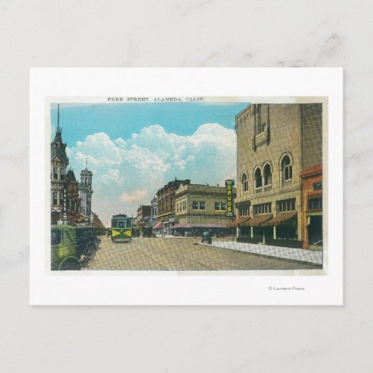 ビューオブパーク通り、通りカーアラメダ、カリフォルニア ポストカード (正面)