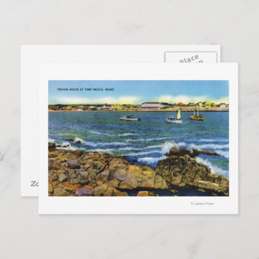 ビューオブヨーク魚釣りボートビーチ ポストカード (正面/裏面)
