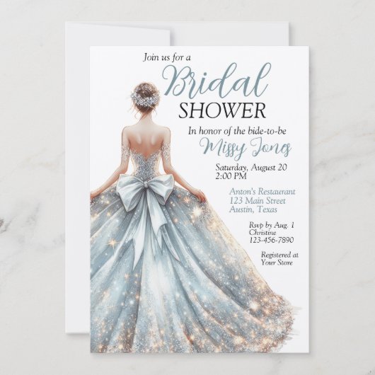 ビューティきらめくー結婚ズガウンブライダルシャワー 招待状 (正面)