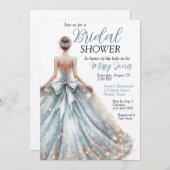 ビューティきらめくー結婚ズガウンブライダルシャワー 招待状 (正面/裏面)