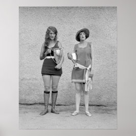 ビューティコンテスト入浴風景、1922年。ヴィンテージ写真 ポスター