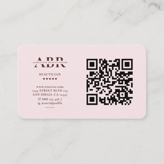 ビューティシアンモノグラム美容師エステティックピンク 名刺 (裏面)