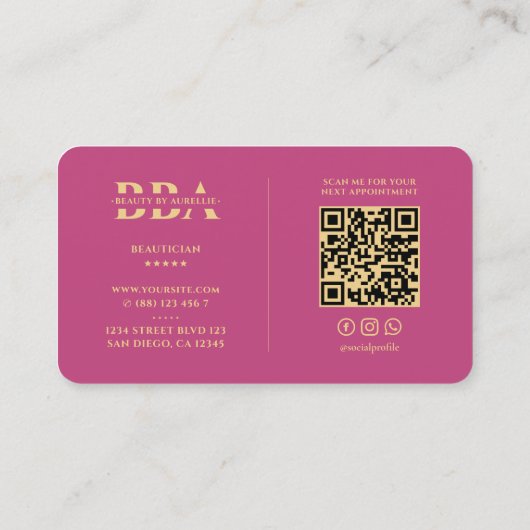 ビューティシャンエステティシャンエステティックピモダンンク 名刺 (裏面)