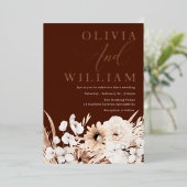 ビューティフエレガントボホフローラ結婚ズバラ金ゴールド 箔招待状 (立ち正面)