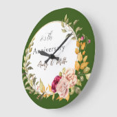 ビューティフエレガントリーグリーンフローラ結婚リース ラージ壁時計 (傾斜)