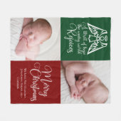 ビューティフカスタムルクリスマスフォトファミリーレッドグリーン フリースブランケット (正面(横))