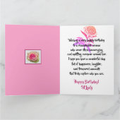 ビューティフルきらめくピンクローズファーストレディ誕生日 カード (内部)