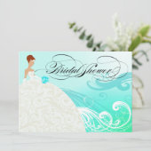 ビューティフルアクアアンドホワイトラックスブライダルシャワー 招待状 (スタンド正面)