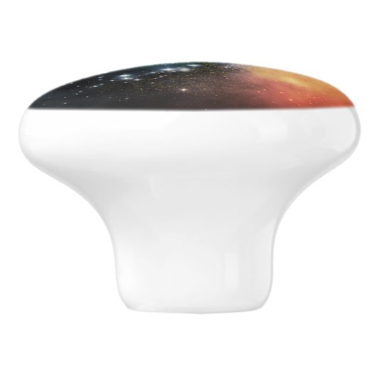 ビューティフルアクアオレンジ宇宙銀河系宇宙 セラミックノブ (側面)