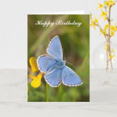 ビューティフルアドニスブルーバタフライ誕生日カード カード (黄色い花)