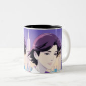 ビューティフルアニメウーマンニューヨークシティスタイル ツートーンマグカップ (正面右)