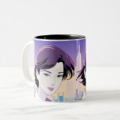 ビューティフルアニメウーマンニューヨークシティスタイル ツートーンマグカップ (正面左)