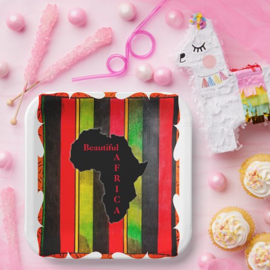 ビューティフルアフリカスクエア紙プレート ペーパープレート (パーティー)
