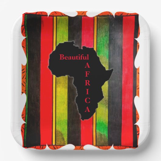 ビューティフルアフリカスクエア紙プレート ペーパープレート (正面)