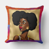 ビューティフルアフロセントリックスタイル女性 クッション (正面)