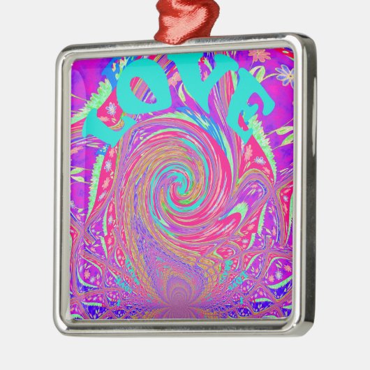 ビューティフルアブールラブワル文字アートプリントデザイン メタルオーナメント (左)