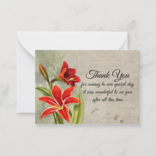 ビューティフルアマリリスフラワーサンキューカード ノートカード (正面)