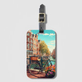ビューティフルアムステルダムオランダカナルシティ ラゲッジタグ (正面縦)