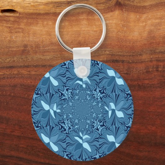 ビューティフルアメージングイリジングブルー万華鏡のように千変万化するパターンアート キーホルダー (正面)