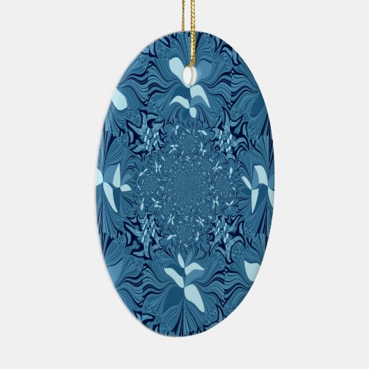 ビューティフルアメージングイリジングブルー万華鏡のように千変万化するパターンアート セラミックオーナメント (右)