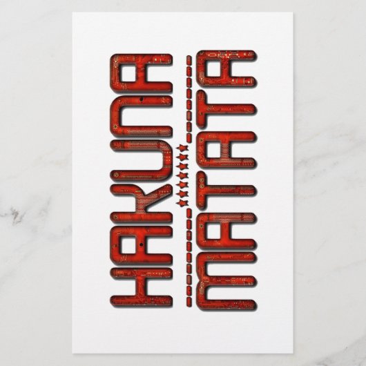 ビューティフルアメージングエンボスレッドハクナマタタ文字 便箋 (正面)