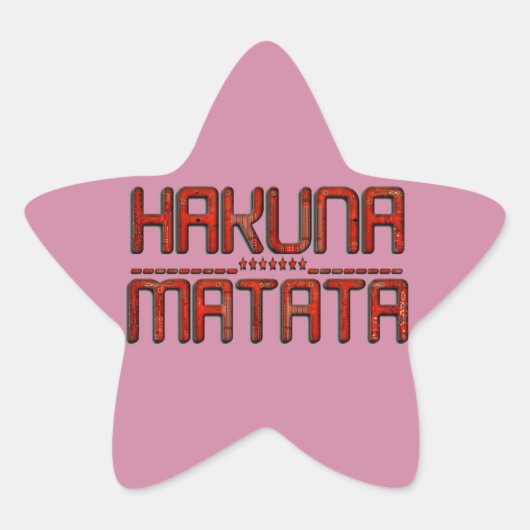 ビューティフルアメージングエンボスレッドハクナマタタ文字 星シール (正面)