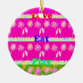 ビューティフルアメージングカラフルフローラ文字引用文デザイン セラミックオーナメント (正面)