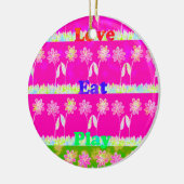 ビューティフルアメージングカラフルフローラ文字引用文デザイン セラミックオーナメント (左)