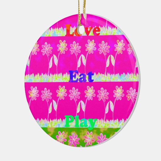 ビューティフルアメージングカラフルフローラ文字引用文デザイン セラミックオーナメント (左)