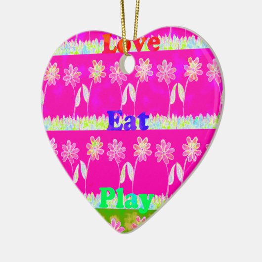 ビューティフルアメージングカラフルフローラ文字引用文デザイン セラミックオーナメント (左)