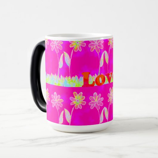 ビューティフルアメージングカラフルフローラ文字引用文デザイン モーフィングマグカップ (正面左)