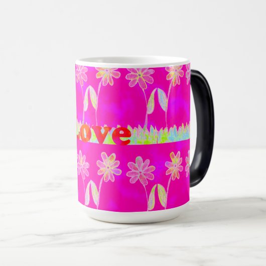 ビューティフルアメージングカラフルフローラ文字引用文デザイン モーフィングマグカップ (正面右)