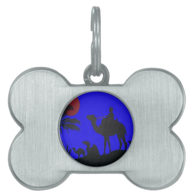 ビューティフルアメージングサンセットキャメルサファリアートプリント ペットネームタグ (正面)