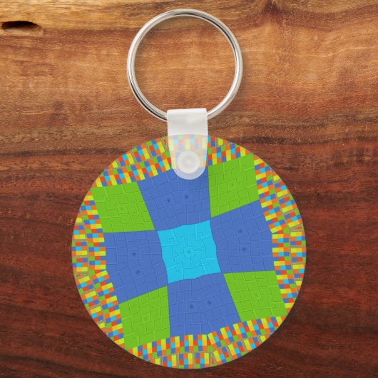 ビューティフルアメージングリーンブルーシアンアートプリントデザイン キーホルダー (正面)