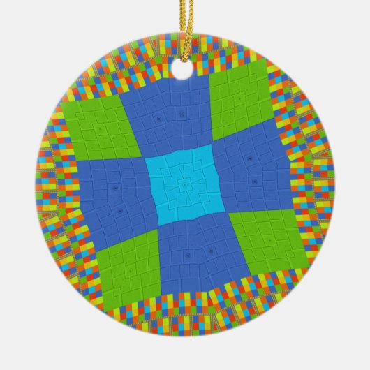 ビューティフルアメージングリーンブルーシアンアートプリントデザイン セラミックオーナメント (正面)