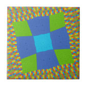 ビューティフルアメージングリーンブルーシアンアートプリントデザイン タイル (正面)