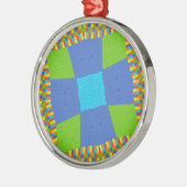 ビューティフルアメージングリーンブルーシアンアートプリントデザイン メタルオーナメント (左)